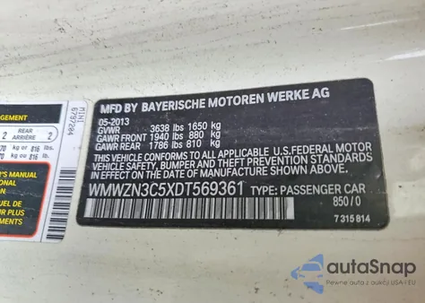 2013 Mini Cooper из США, поврежденный, VIN WMWZN3C5XDT569361